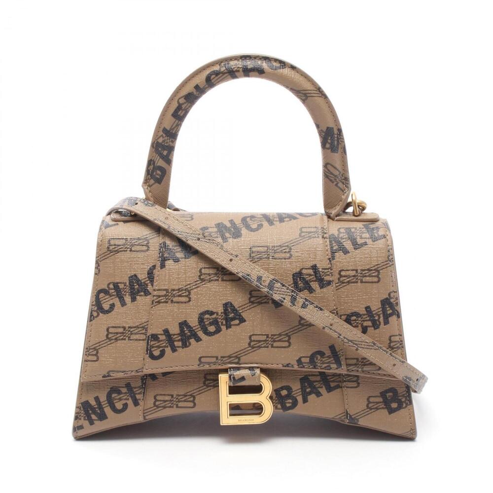 Balenciaga Hourglass Small 2-Way Handbag, Coated Canvas, Women's, Gray, Black...